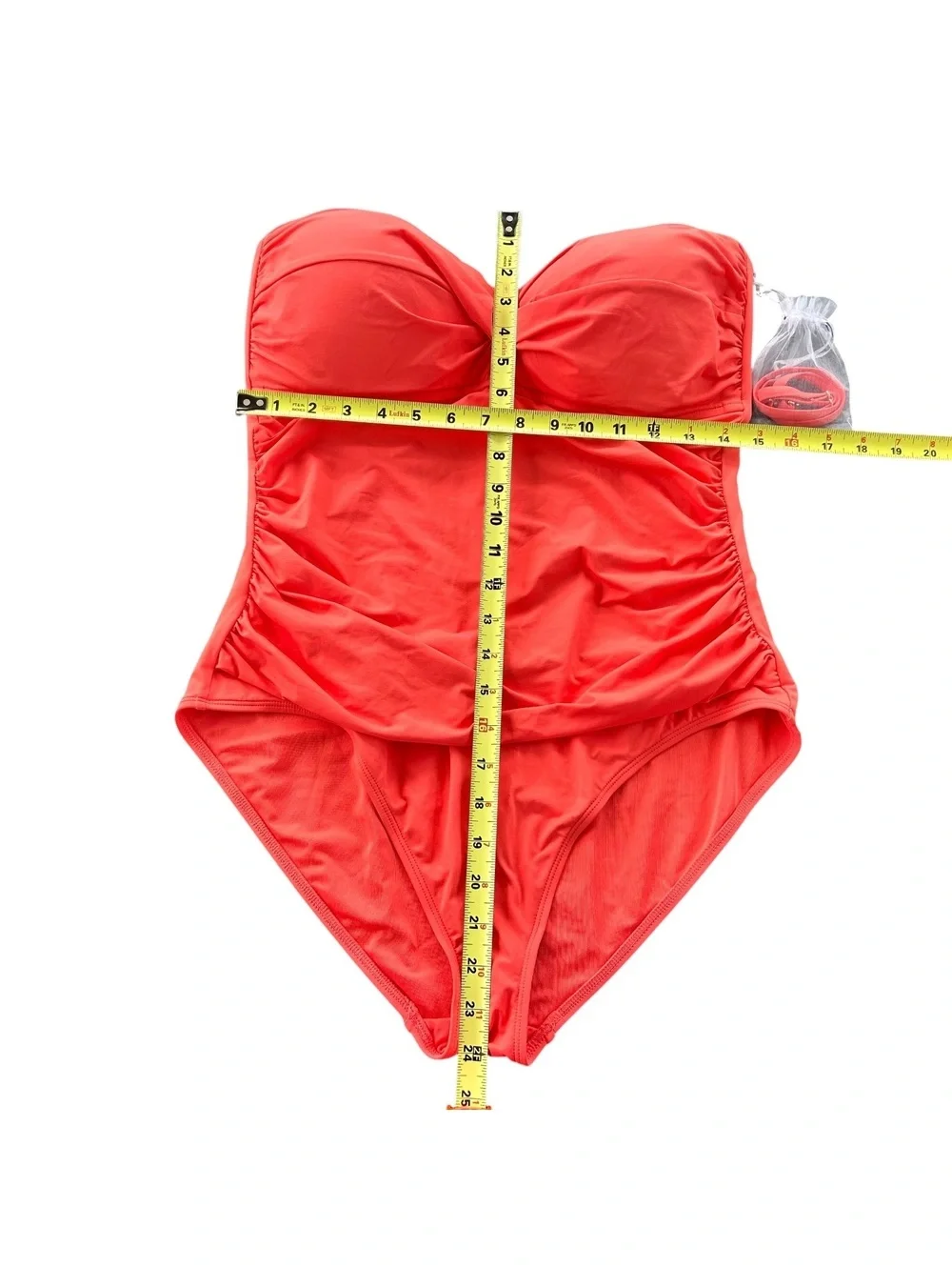 ANNE COLE coral molded cup strapless twist front one piece swimsuit size 16